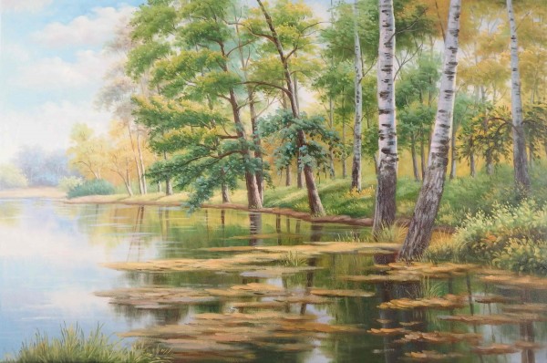 Lake with Birch Trees