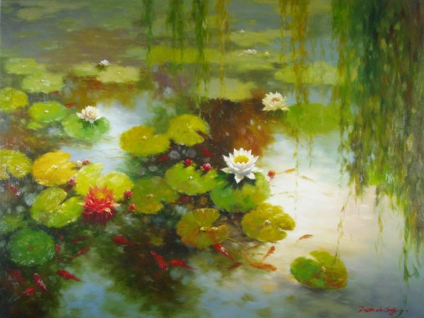 Water Lily Pond with Goldfish