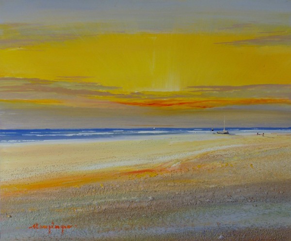 Strand mit Segelboot