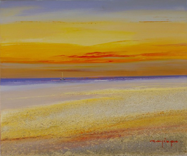 Strand mit Segelboot