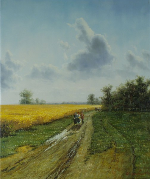 Kornfeld und Schnitter